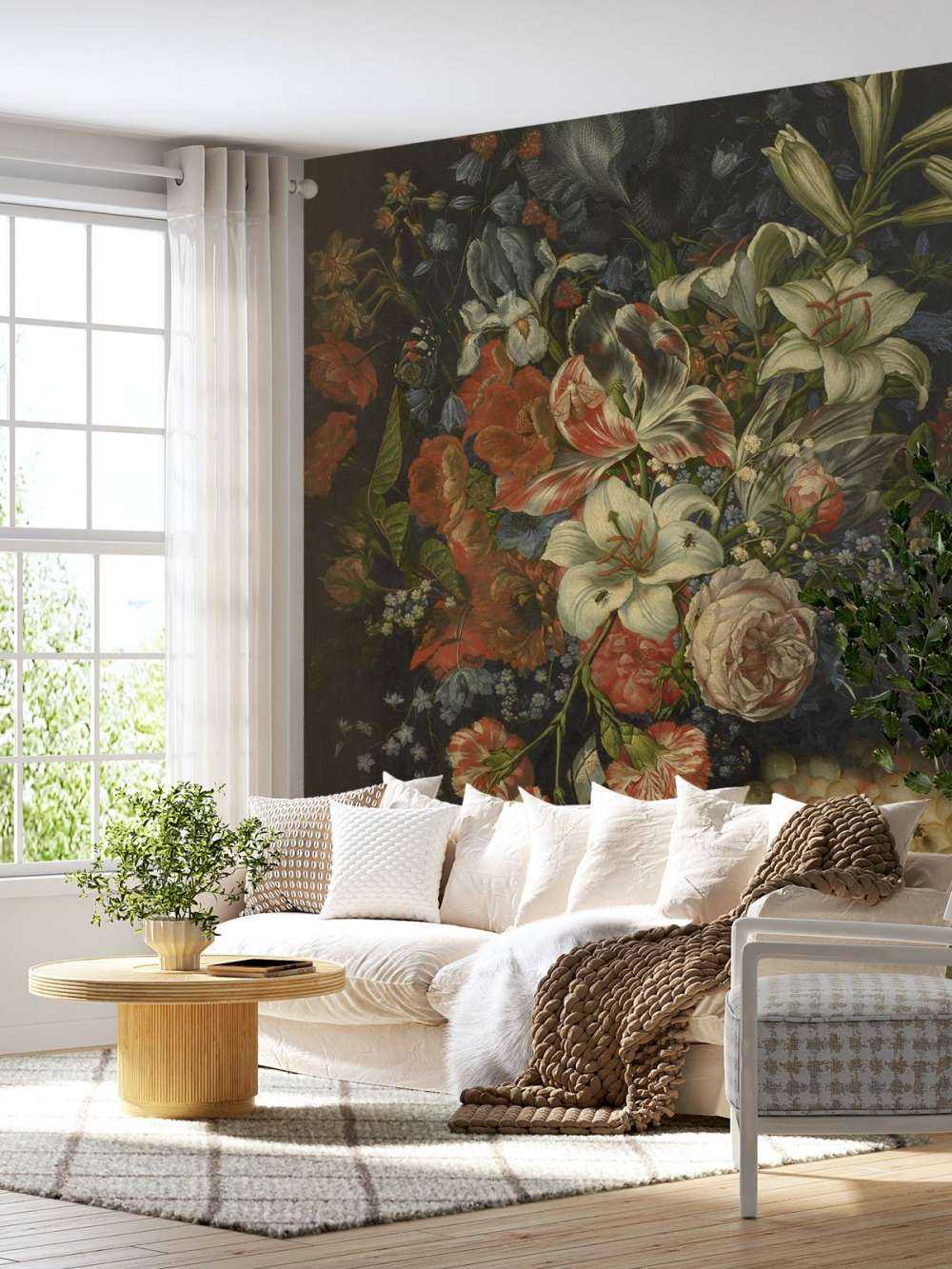 Martwa natura z kwiatami i owocami