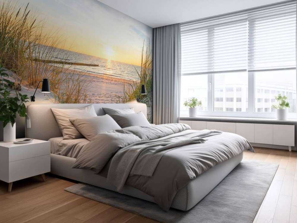 Plaża wydmowa przy zachodzie słońca