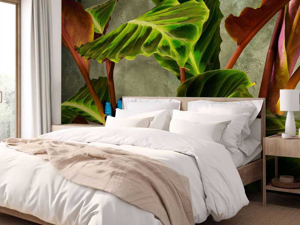 Zielona roślina z motylami