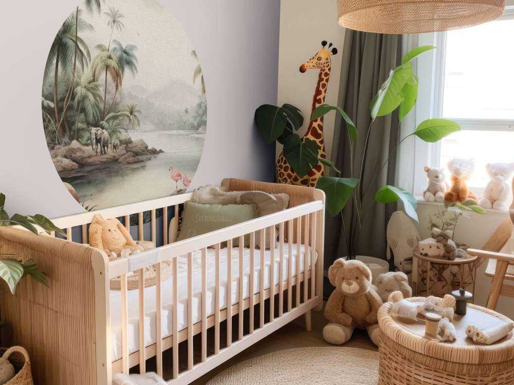 Krajobraz dżungli ze zwierzętami w kolorze