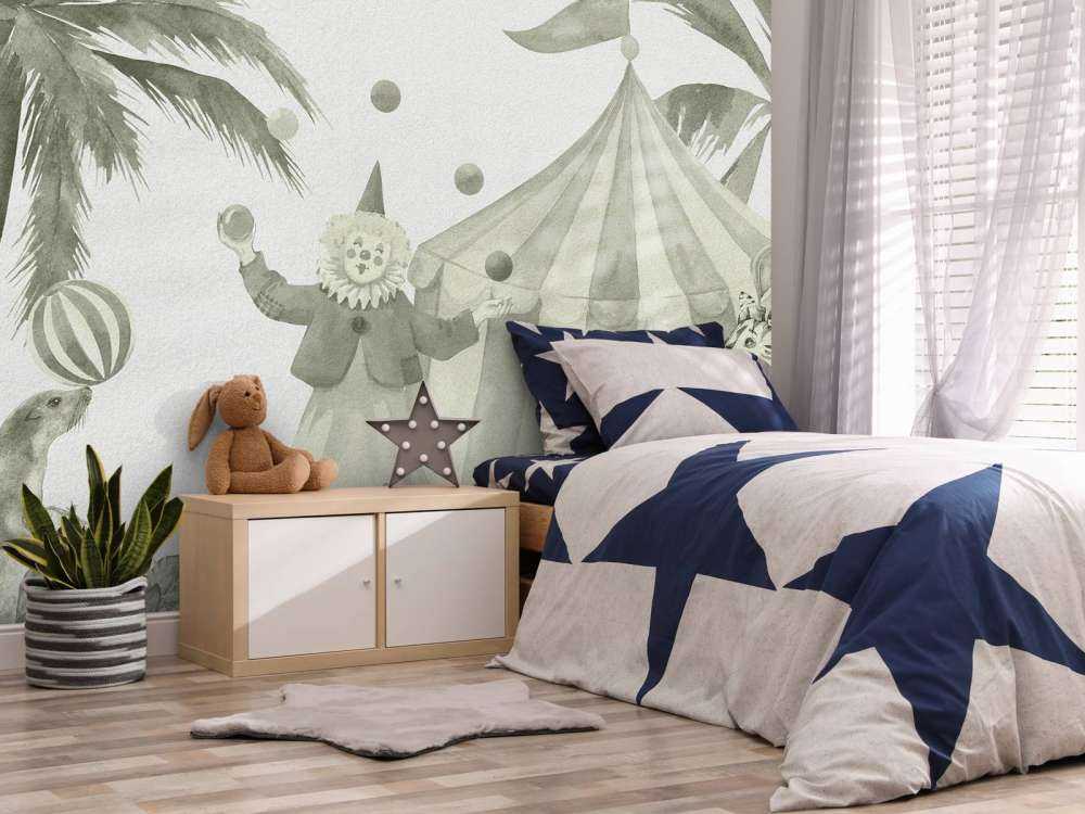 Wesołe zwierzęta cyrkowe w kolorze zielonym