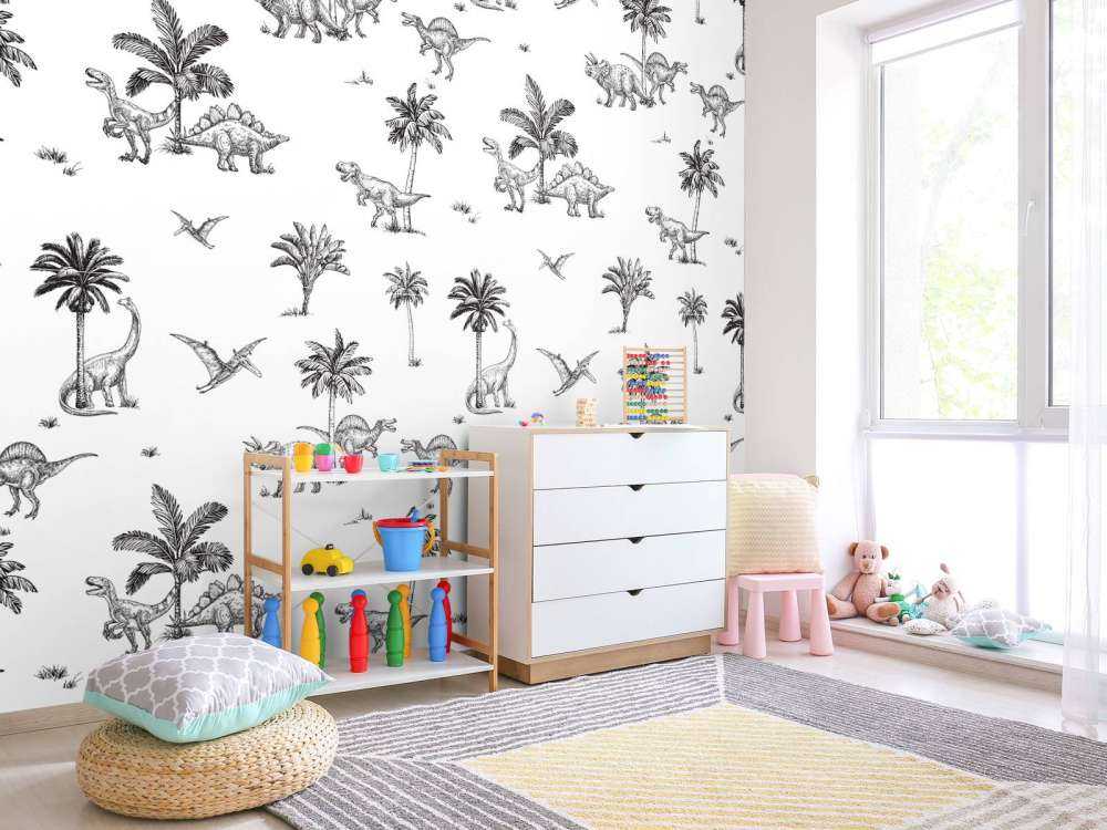 Wzór Dino w czerni i bieli