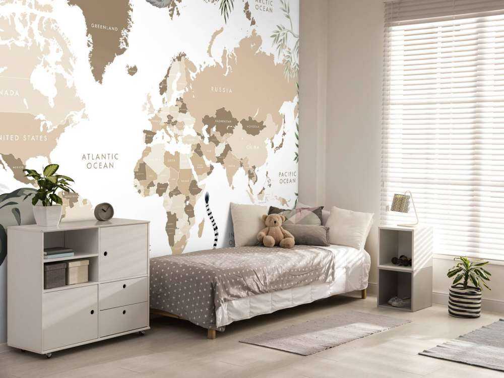 Mapa świata z zwierzętami z dżungli