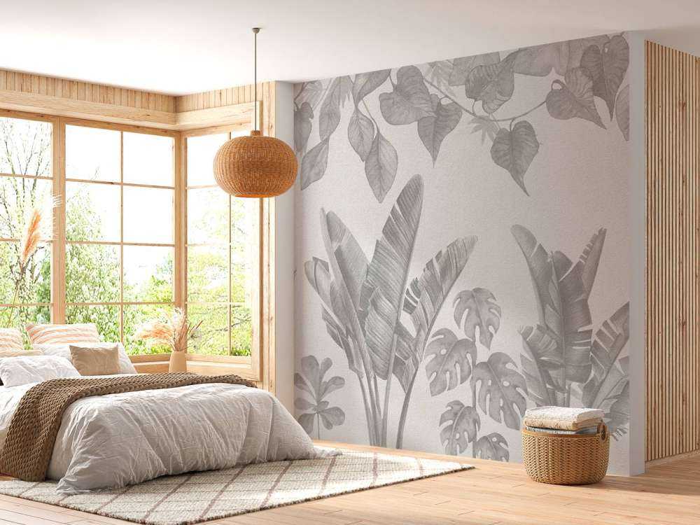 Rośliny dżungli w odcieniach szarości