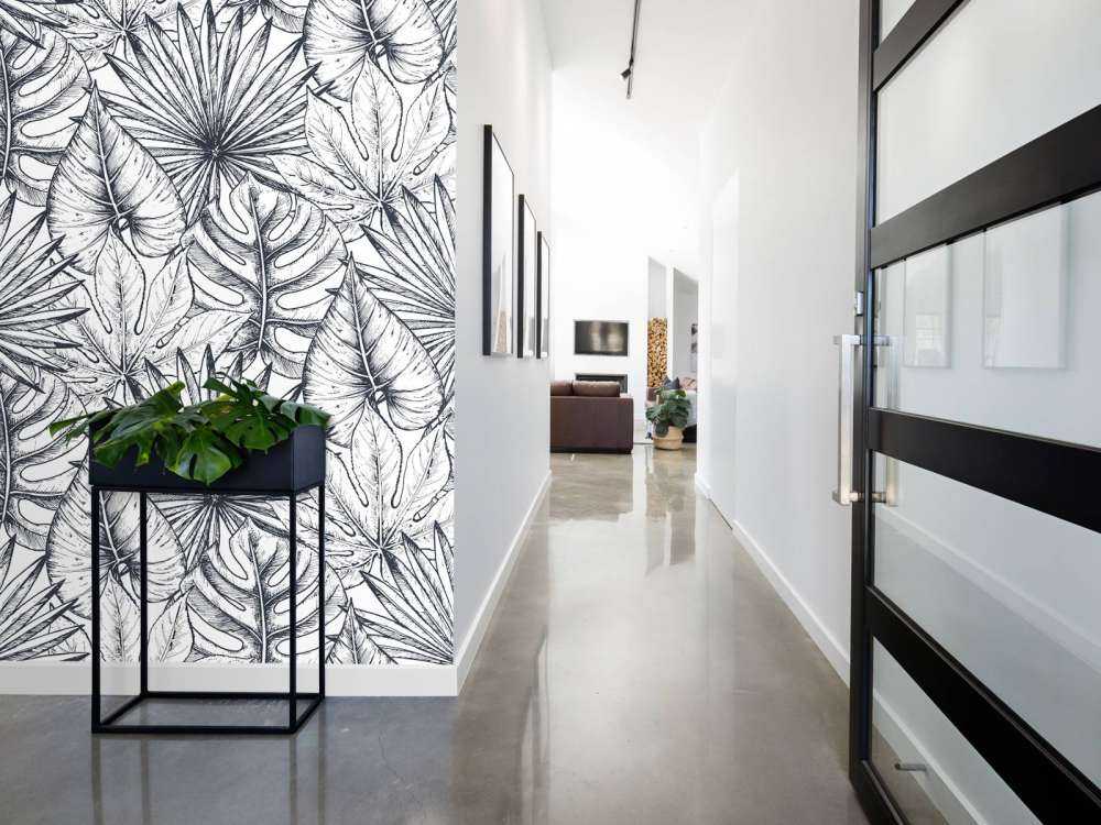 Białe rysowane liście