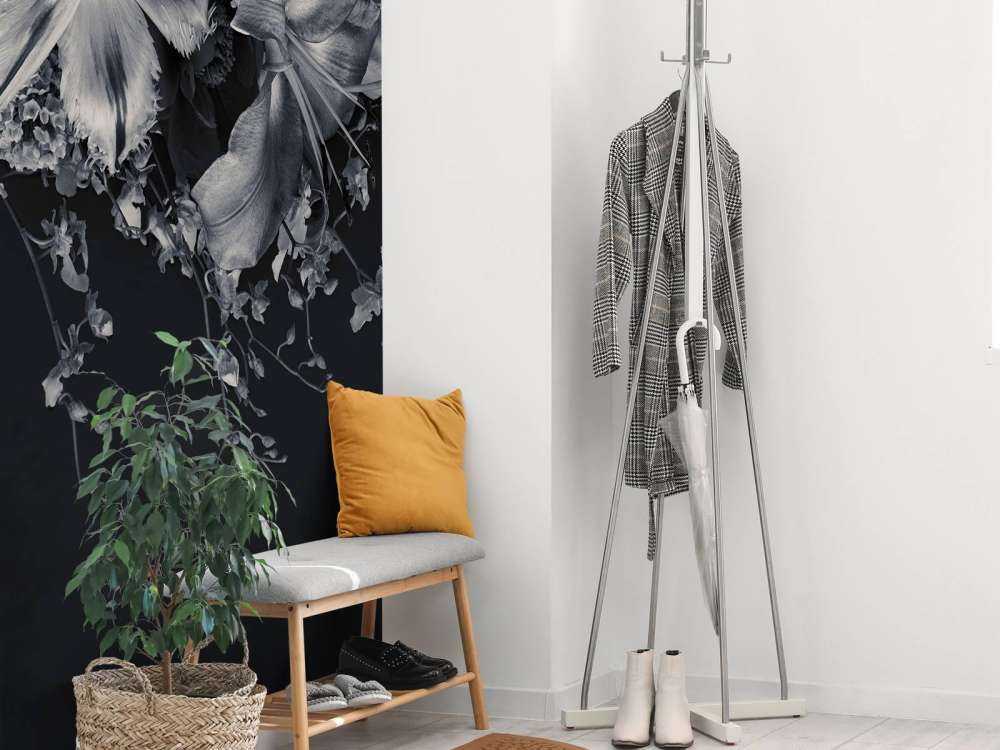 Złożone kwiaty w czerni i bieli