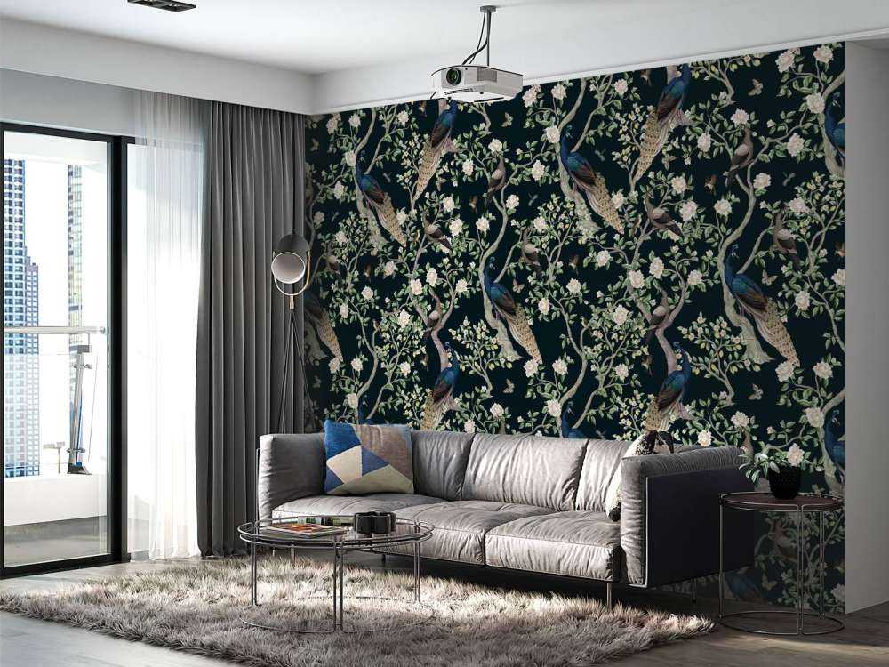 Ogród kwiatowy z pawią koroną