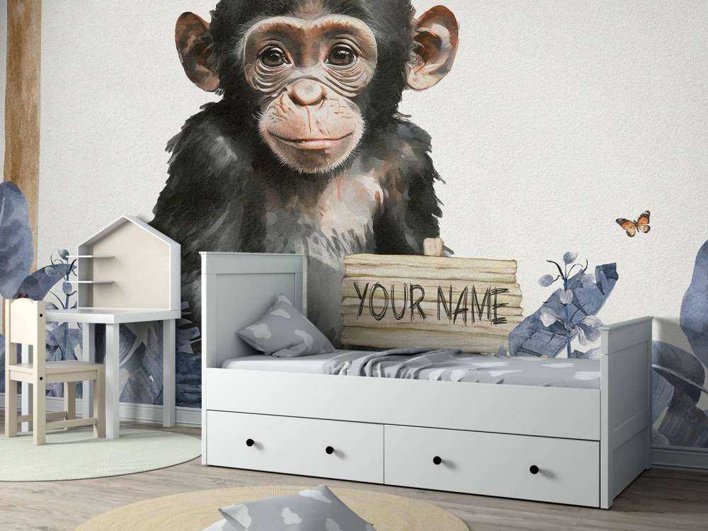 Szympans w dżungli niebieski