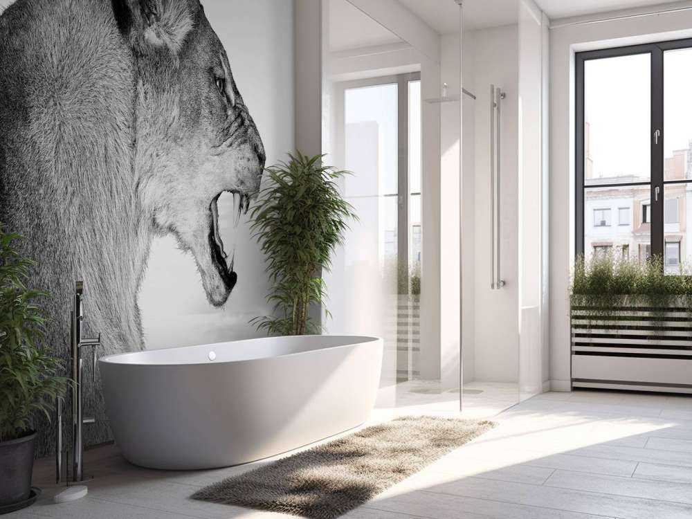 Widok z boku lwicy biały