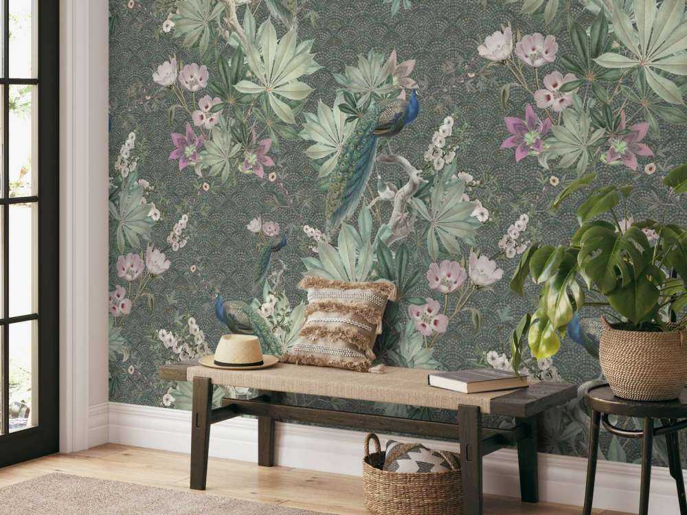 Pawie ogrodowe w stylu vintage - ciemnozielony