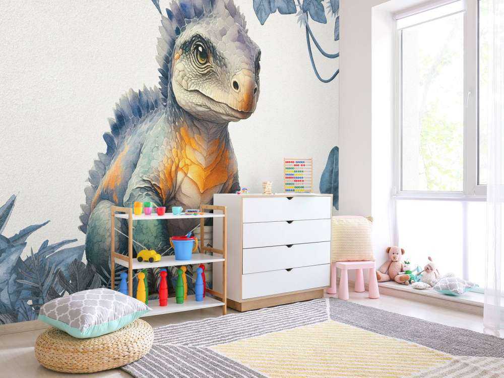 Młody ankylozaur w niebieskiej dżungli