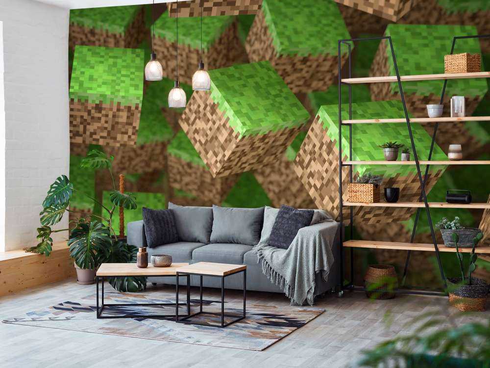 Bloki 3D Minecraft z trawą