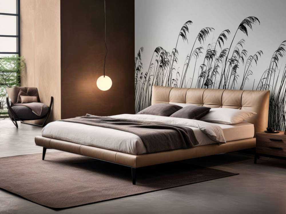 Trzcina wzdłuż nabrzeża w czerni i bieli