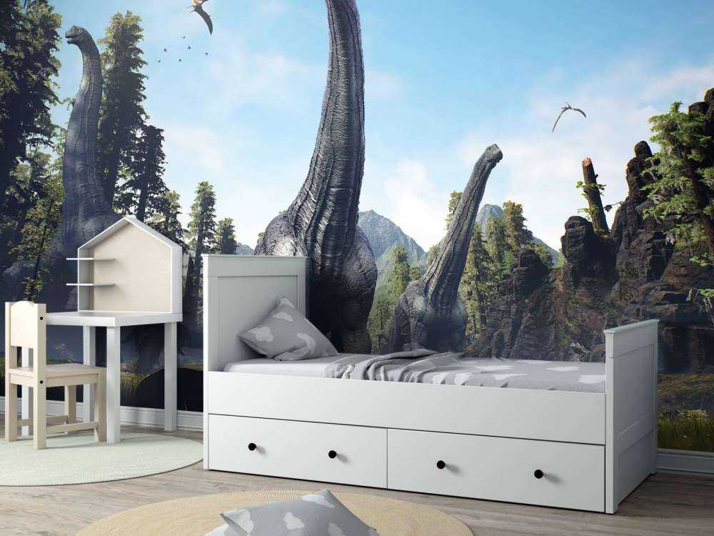 Grupa Alamosaurus idąca przez dolinę