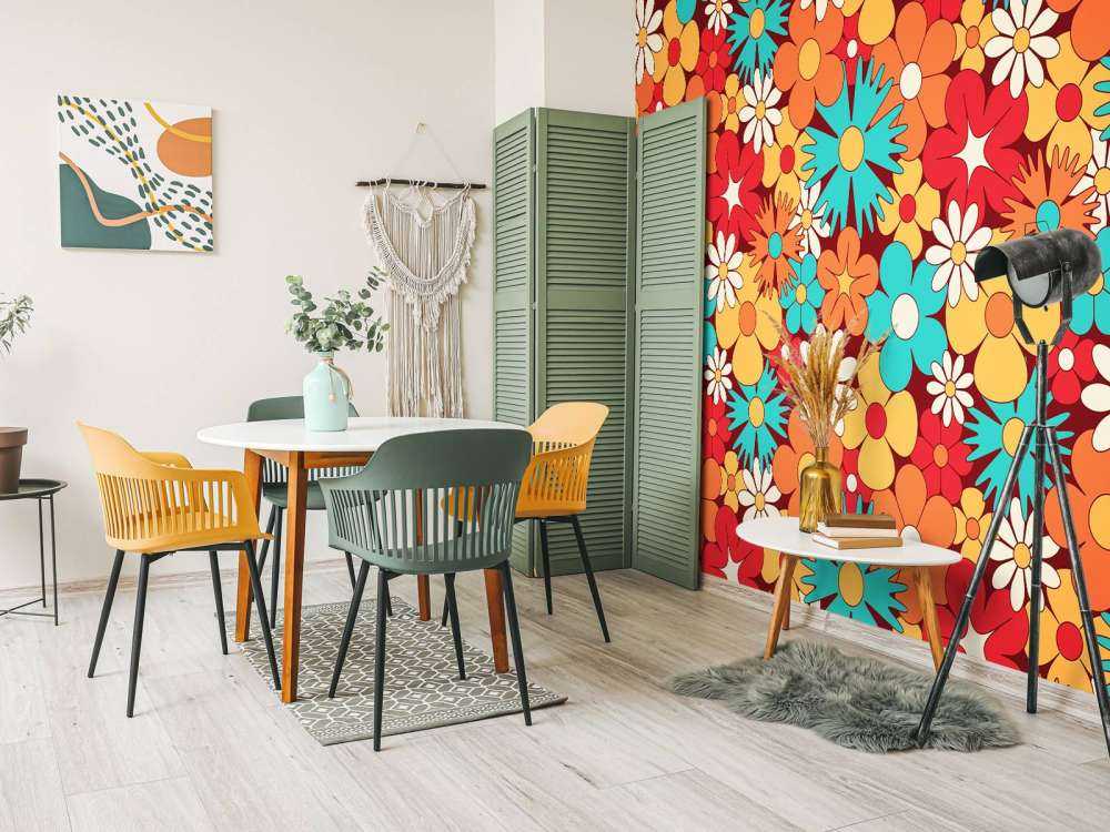 Wesołe kwiaty w stylu retro