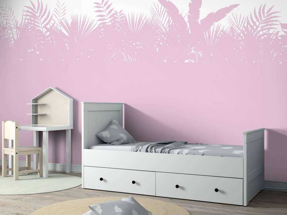 Sylwetki liści palmowych, różowe