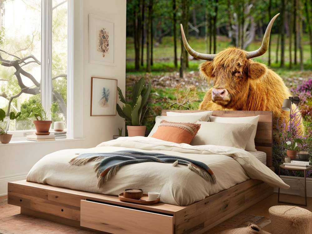 Szkocka rasa wyżynna między purpurowymi wrzosami