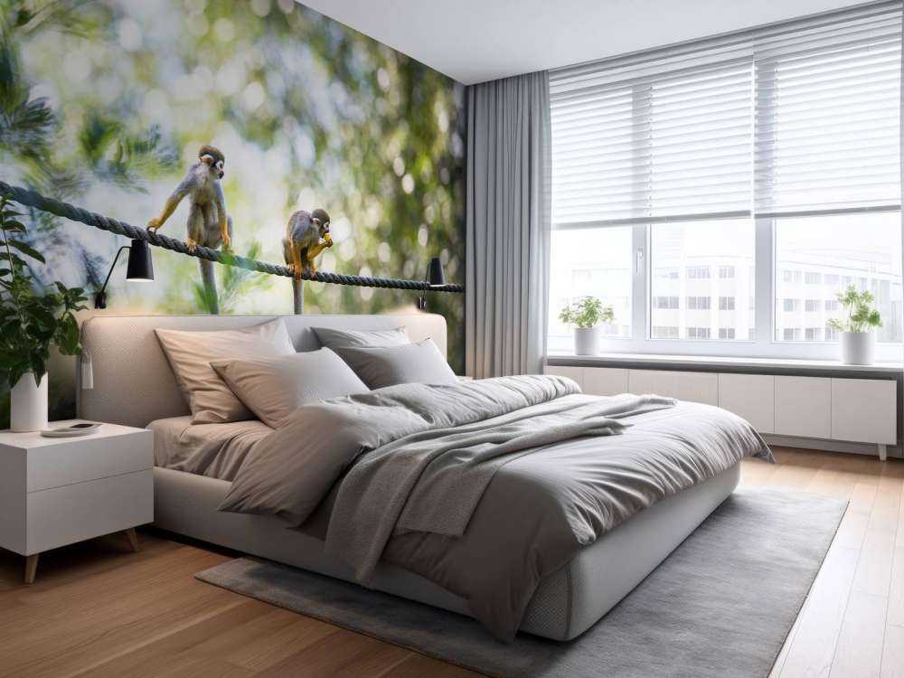 Małpy wiewiórki na linie