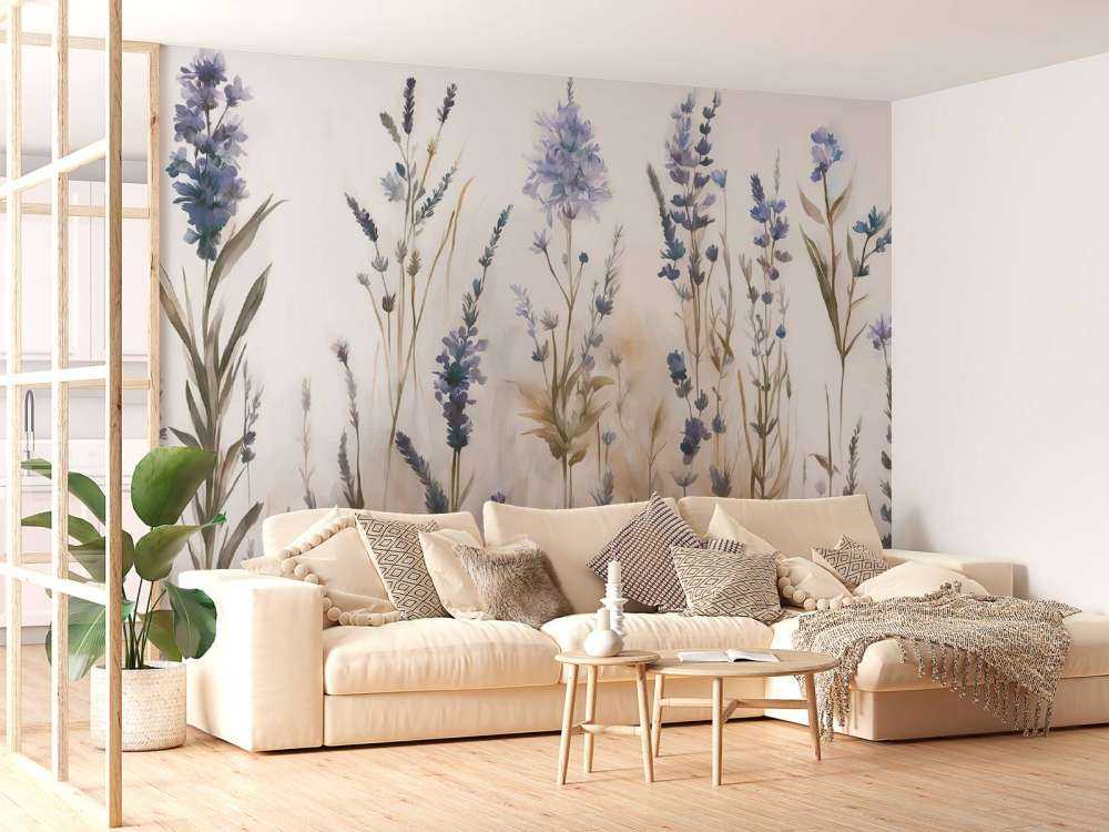 Lawendowa Polana Bezszwowy Miękki Niebieski