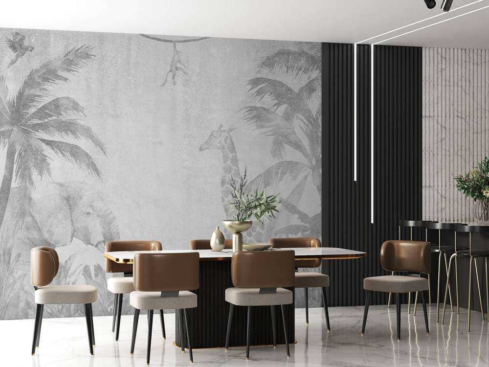 Wesołe zwierzęta z dżungli na betonie