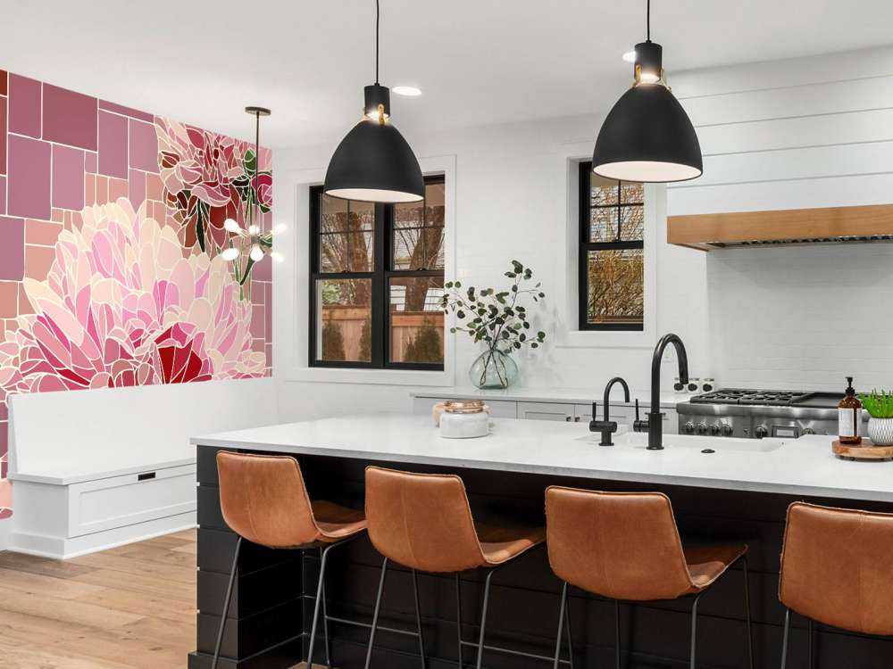 Mozaika z różowych kwiatów