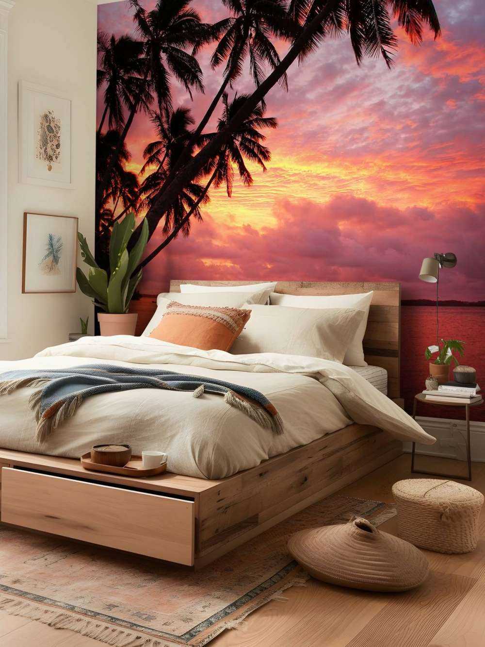 Drzewa palmowe nad czerwonym oceanem