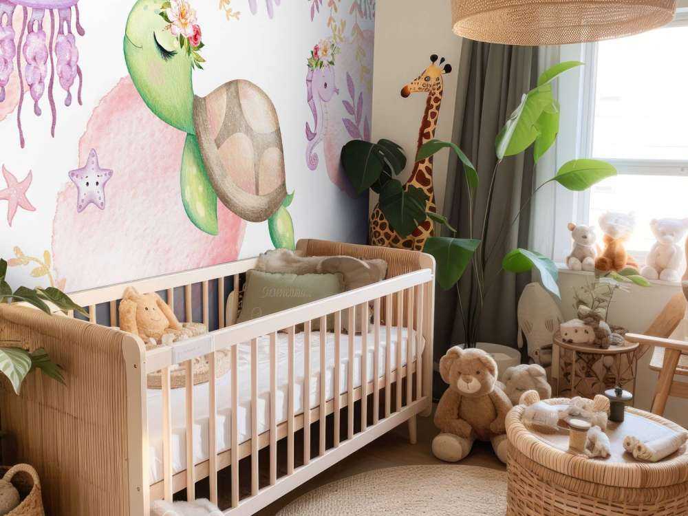 Różowy morski pokój dziecięcy