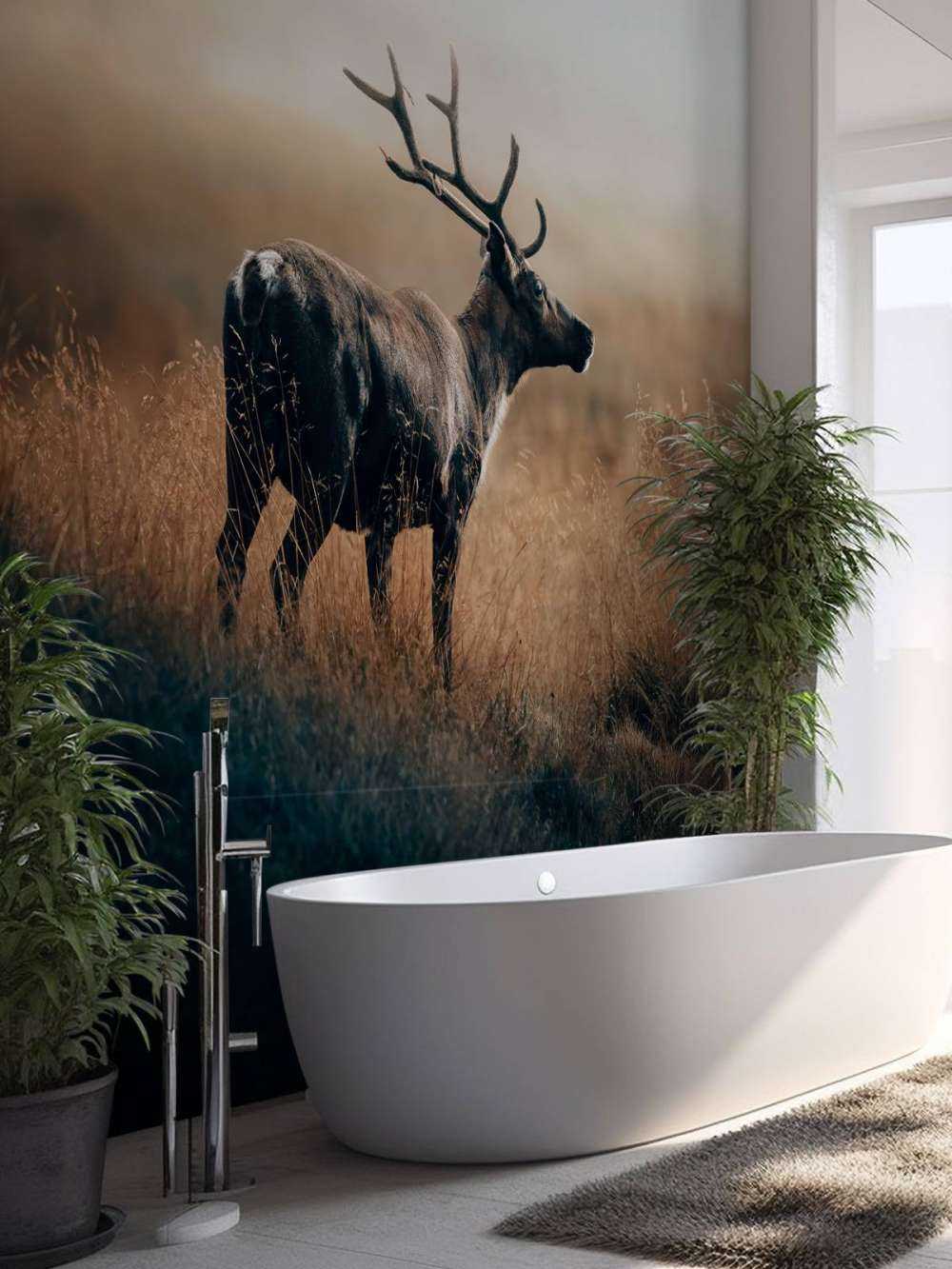 Renifer w wysokiej trawie