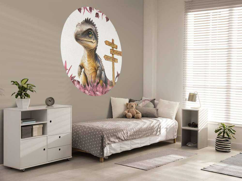 Młody spinozaur w różowej dżungli