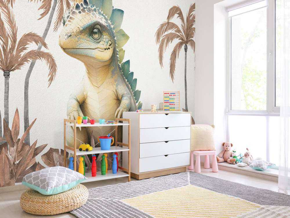 Młody stegozaur w taupe dżungli