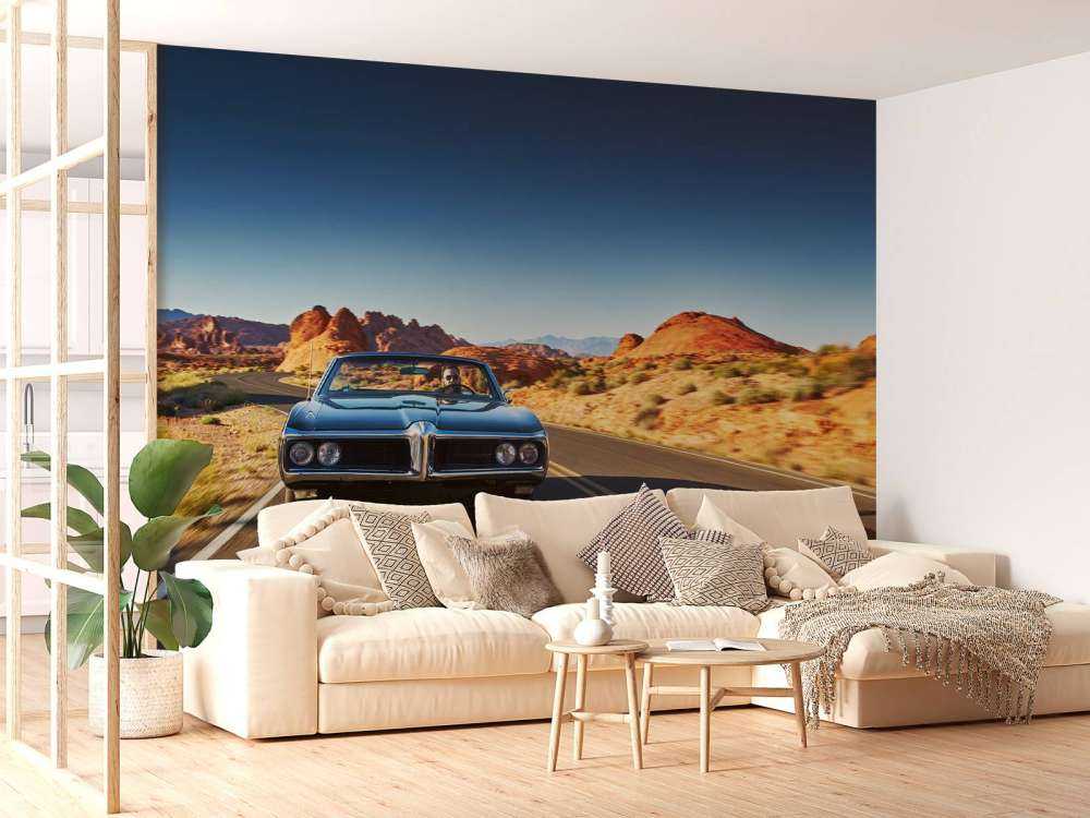 Samochód mięśniowy w amerykańskim krajobrazie