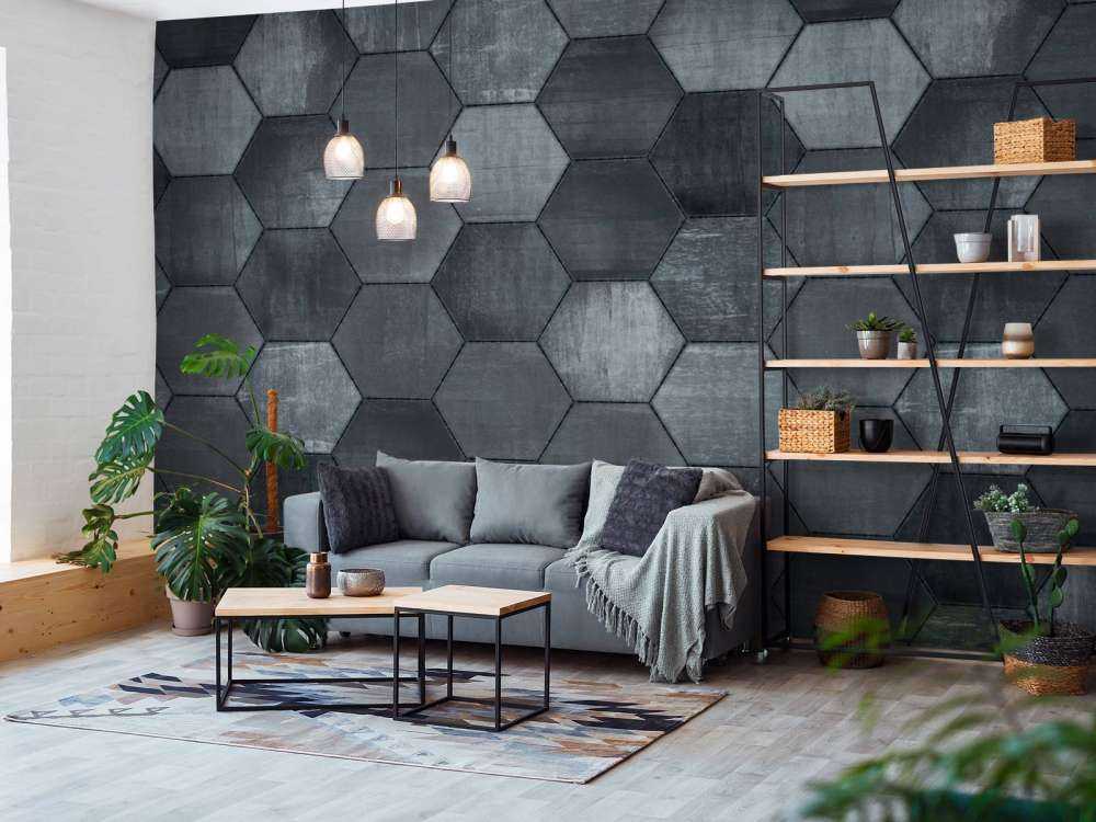 Heksagony z szarego kamienia