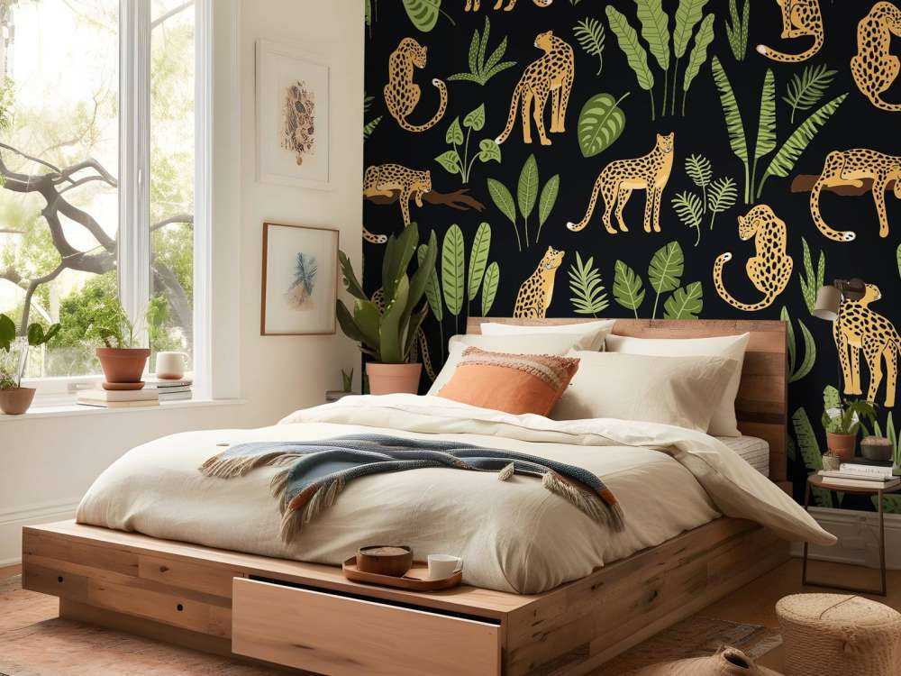 Wzór lamparta na czarnym tle