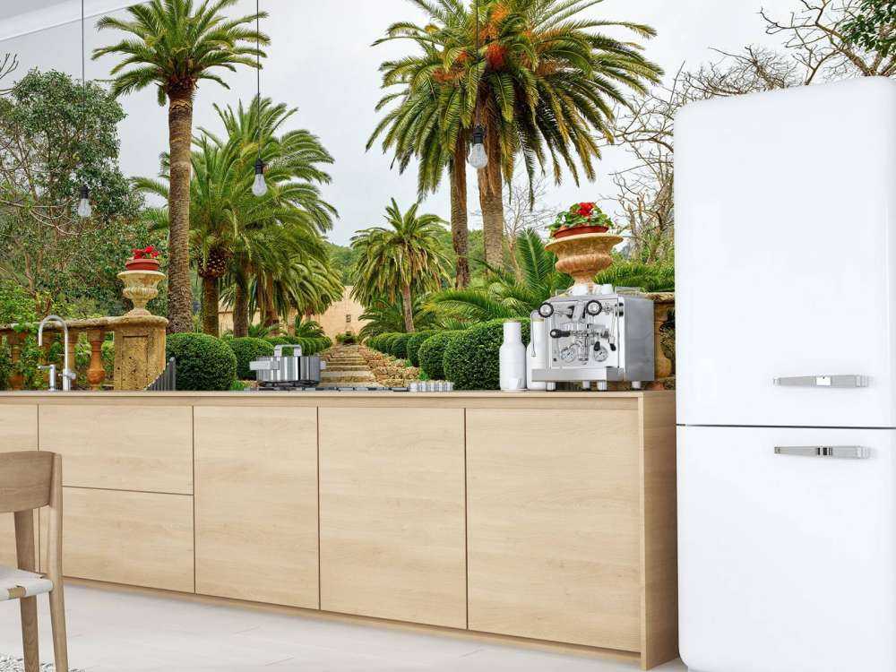 Palmy wzdłuż kamiennych stopni