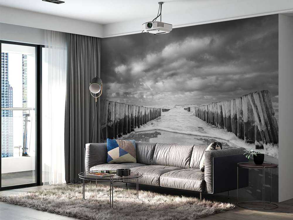 Niespokojne morze w czerni i bieli