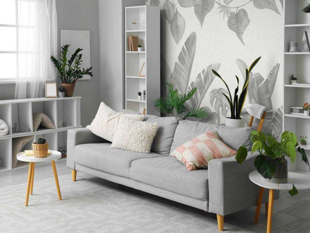 Rośliny dżungli w odcieniach szarości