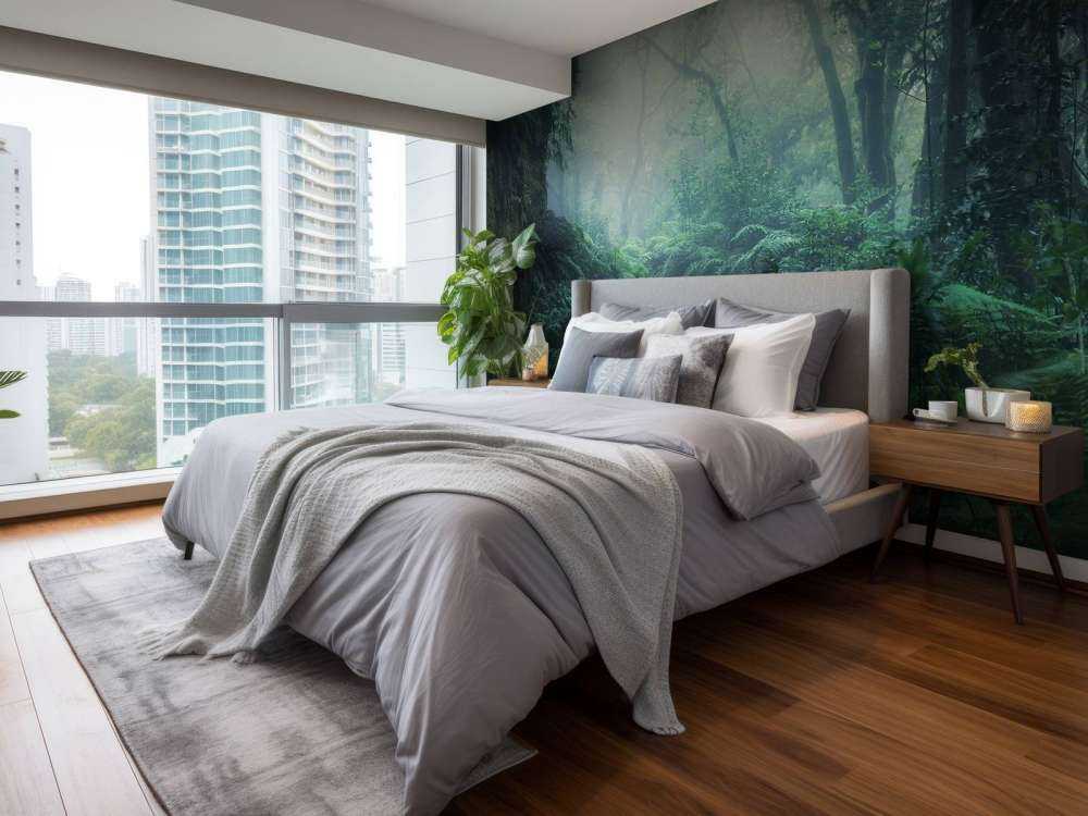 Zielony, mglisty las