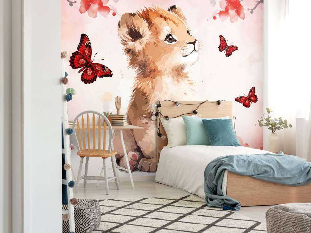 Dromerige lwiątko i motyle