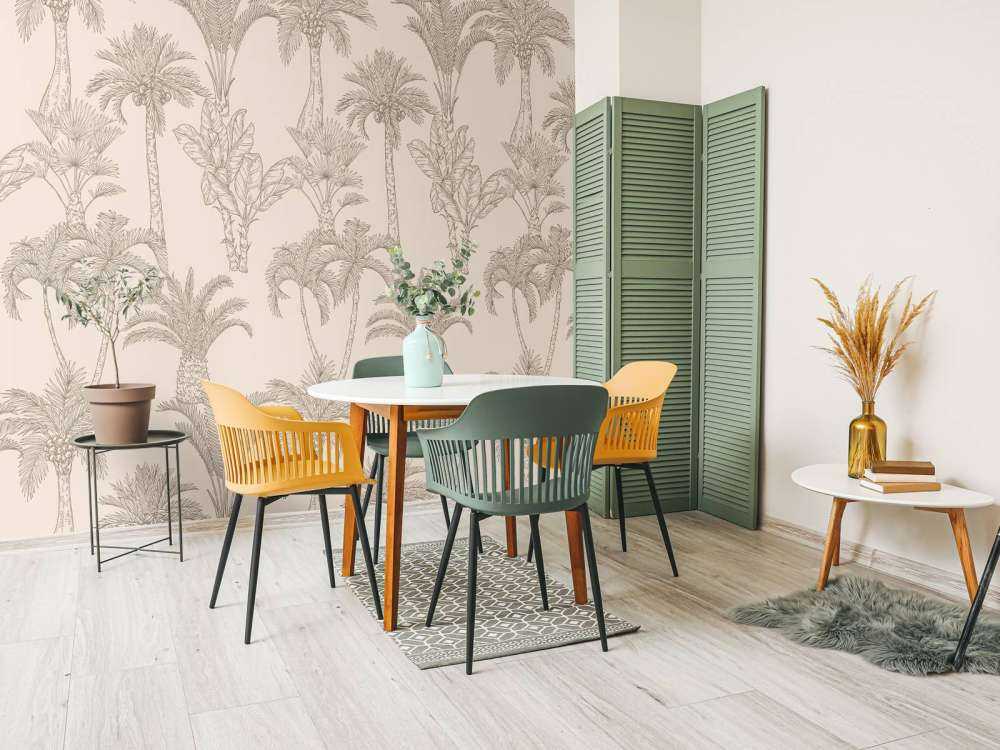 Dżungla line-art beżowa