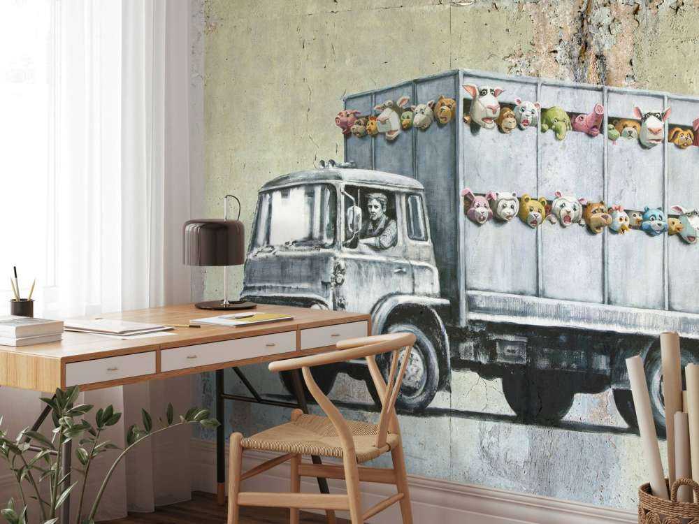 Banksy - Meat truck, raw concrete