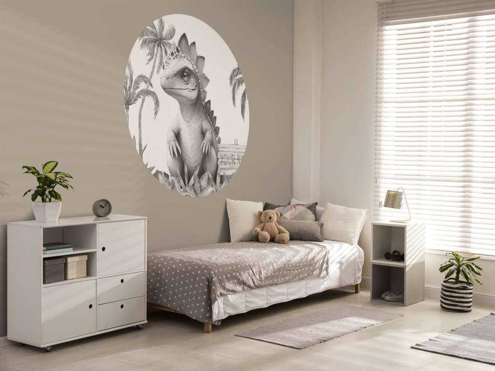 Młody stegozaur w beżowej dżungli