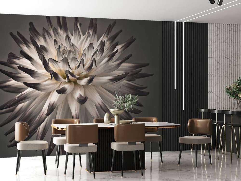 Kwiat dalii czarno-biały