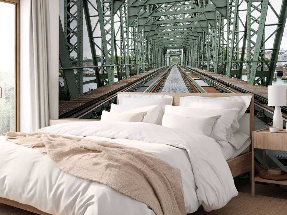 Monumentalny most kolejowy De Hef w Rotterdamie  