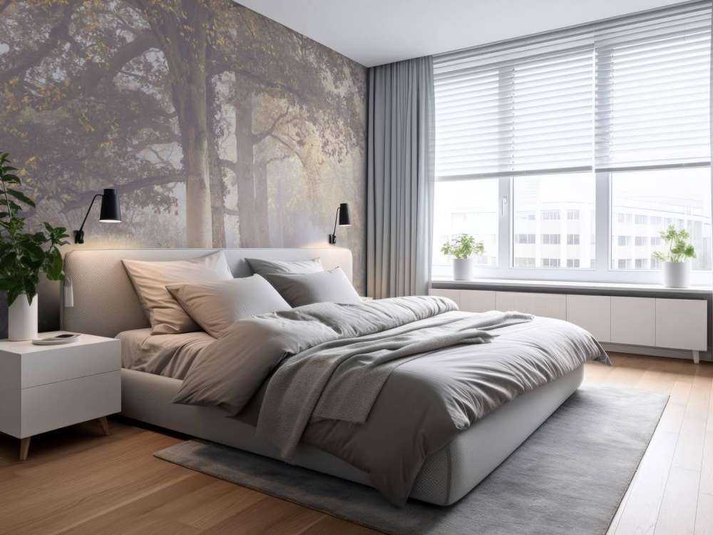 Zamglona droga z drzewami