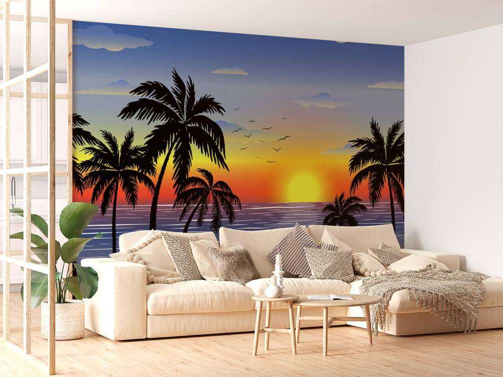 Niebieski, pomarańczowy zachód słońca