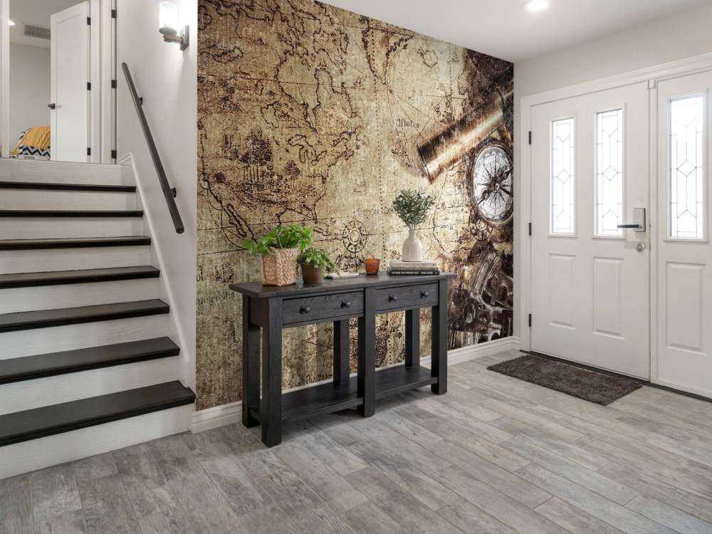 Mapa świata z kompasem - Fototapety.com