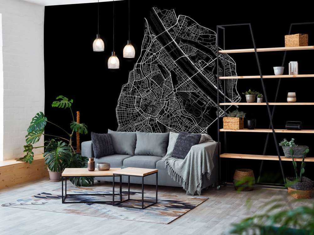Mapa centrum Wiednia, czarna