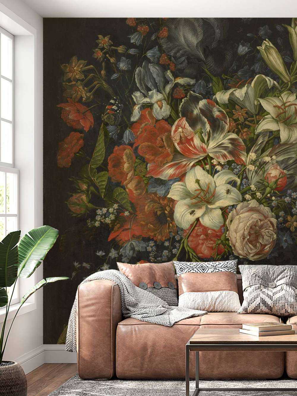 Martwa natura z kwiatami i owocami