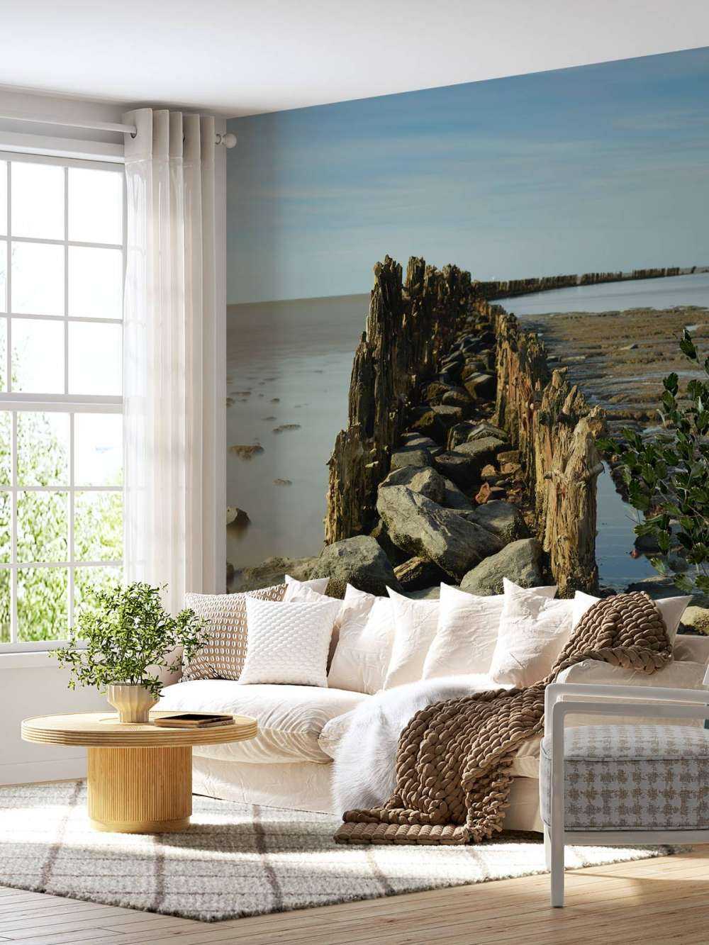 Falochron z drewna i kamienia