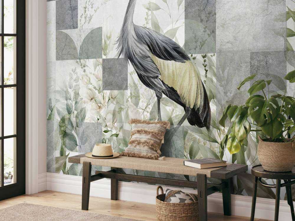 Żuraw wśród liści